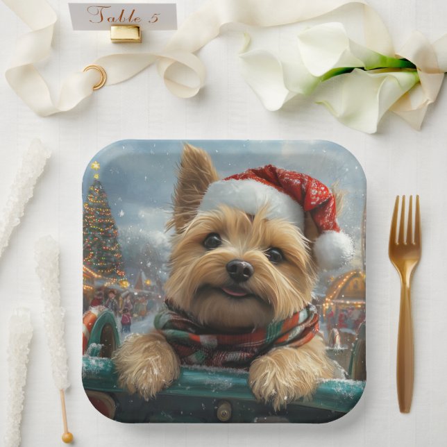 Cairn Terrier Dog Roller Coaster Christmas Paper Plate (Wedding)