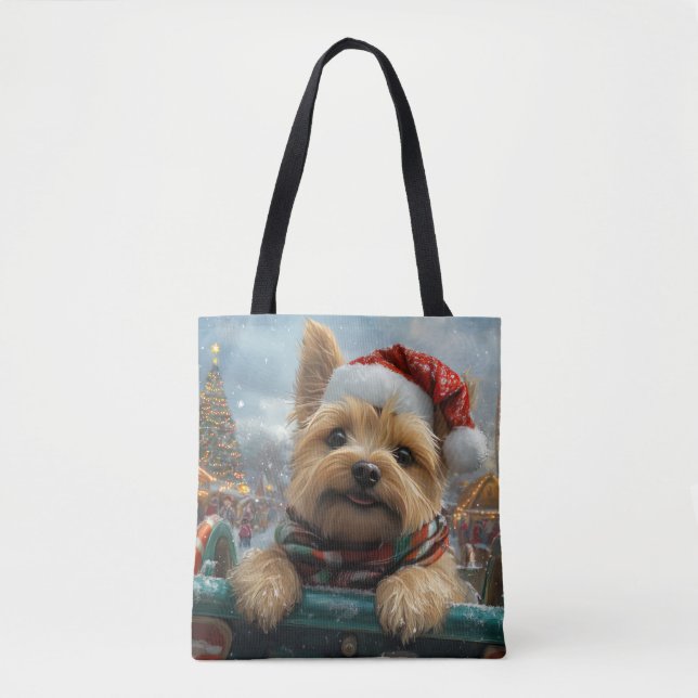 Cairn Terrier Dog Roller Coaster Christmas Tote Bag (Front)