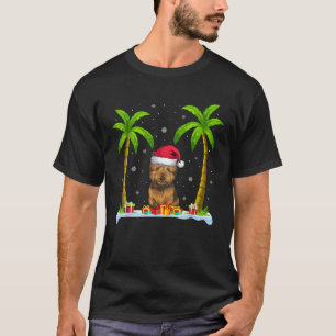 Cairn Terrier Dog Santa Hat Palm Tree Beach Xmas P T-Shirt