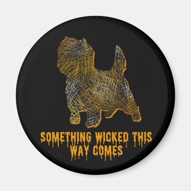 Cairn Terrier Dog Silhouette Fun Halloween Magnet (Front)