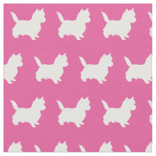 Cairn Terrier Dog Silhouette Pet Pink Fabric