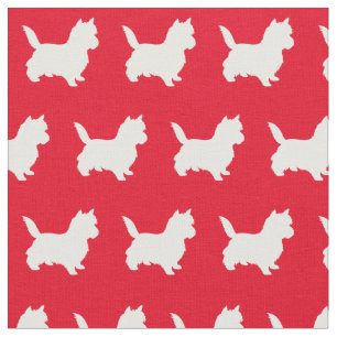 Cairn Terrier Dog Silhouette Pet Red Fabric