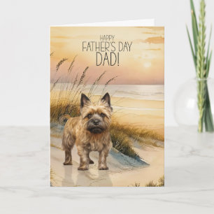 Cairn Terrier Dog Sunset Beach Father's Day Holiday Card
