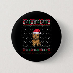 Cairn Terrier Dog Wearing Santa Hat Ugly Xmas Dog  6 Cm Round Badge