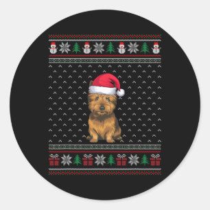 Cairn Terrier Dog Wearing Santa Hat Ugly Xmas Dog Classic Round Sticker