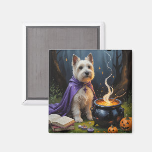Cairn Terrier Dog Whimsical Halloween Painting Magnet