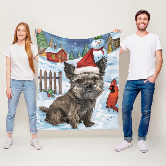 Cairn Terrier Dog Winter Wonderland Christmas Joy Fleece Blanket (In Situ)