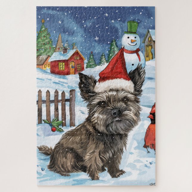 Cairn Terrier Dog Winter Wonderland Christmas Joy Jigsaw Puzzle (Vertical)