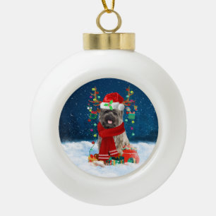 Cairn Terrier dog with Christmas gifts Ceramic Ball Christmas Ornament