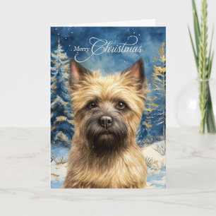Cairn Terrier Dog Woodland Forest Christmas Holiday Card