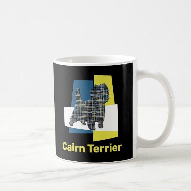 Cairn Terrier Dog Yellow & Black Grid Line Coffee  Mug (Right)