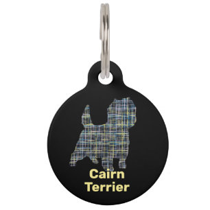 Cairn Terrier Dog Yellow & Black Grid Line Pet Tag