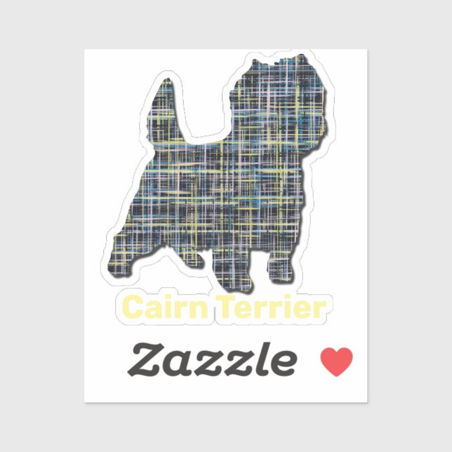 Cairn Terrier Dog Yellow & Black Grid Line Sticker (Sheet)
