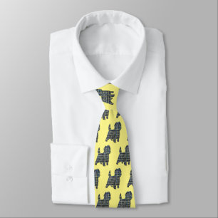 Cairn Terrier Dog Yellow & Blue Gridlines Yellow Tie