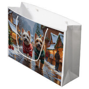 Cairn Terrier Dogs Christmas Snow Holiday  Large Gift Bag