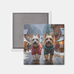 Cairn Terrier Dogs Christmas Snow Holiday  Magnet