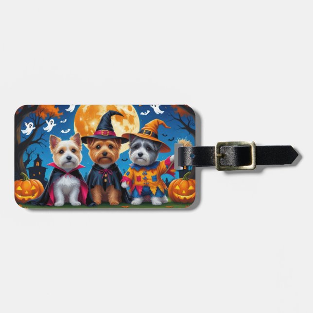 Cairn Terrier Dogs Pumpkin Halloween Funny Luggage Tag (Front Horizontal)