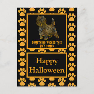 Cairn Terrier English Dog Silhouette Halloween Postcard