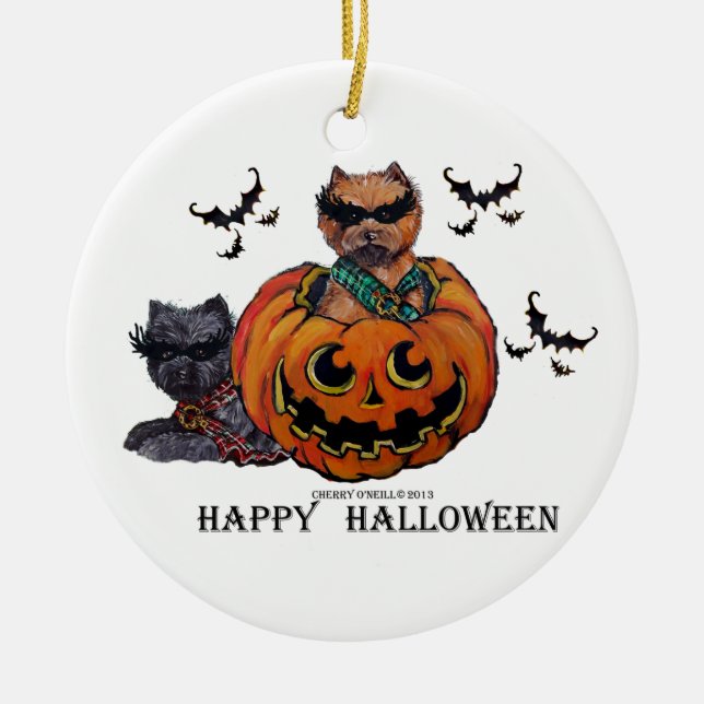Cairn Terrier Halloween Ceramic Tree Decoration (Front)