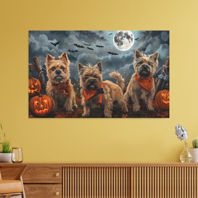 Cairn Terrier Halloween Spooky Canvas Print (Insitu(LivingRoom))