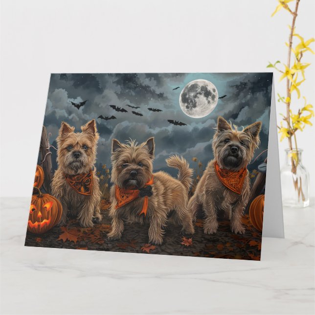 Cairn Terrier Halloween Spooky Card (Yellow Flower)