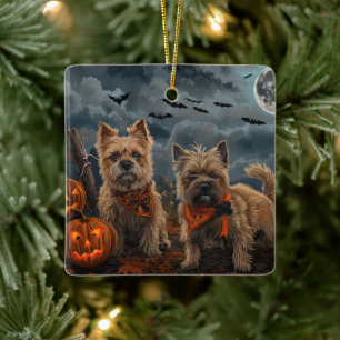 Cairn Terrier Halloween Spooky Ceramic Ornament