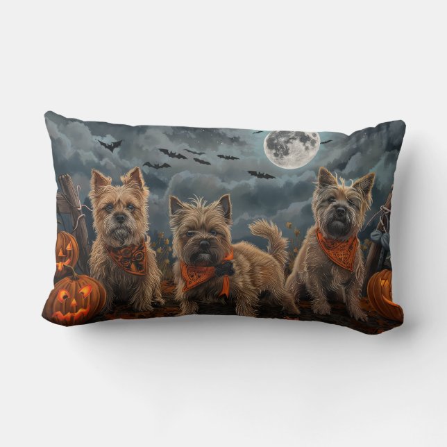 Cairn Terrier Halloween Spooky Lumbar Cushion (Back)