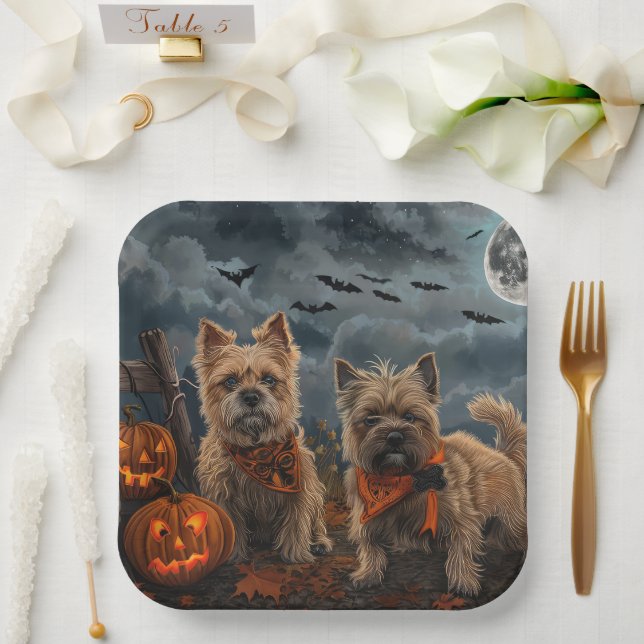 Cairn Terrier Halloween Spooky Paper Plate (Wedding)
