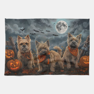 Cairn Terrier Halloween Spooky Tea Towel