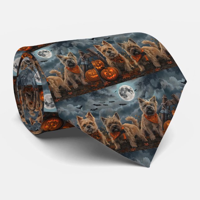 Cairn Terrier Halloween Spooky Tie (Rolled)