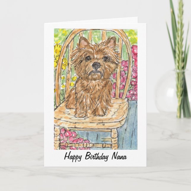Cairn Terrier Happy Birthday Nana Card watercolour (Front)