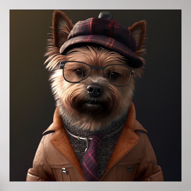 Cairn Terrier Hipster Dog Poster (Front)