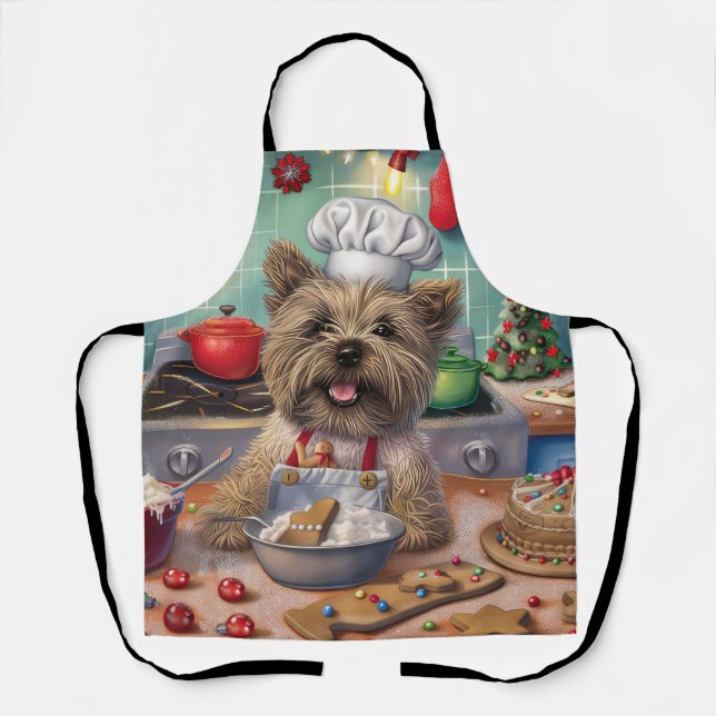 Cairn Terrier Holiday Baking: Festive Christmas  Apron (Front)