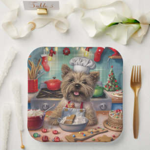 Cairn Terrier Holiday Baking: Festive Christmas Paper Plate