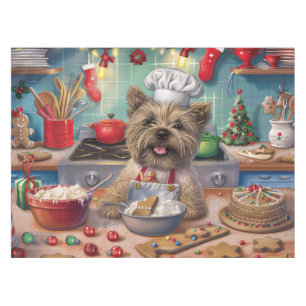 Cairn Terrier Holiday Baking: Festive Christmas  Tablecloth