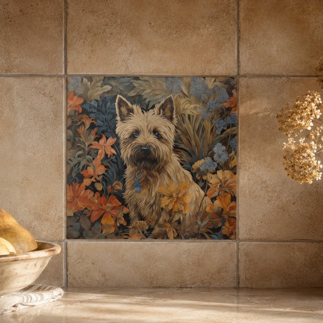 Cairn Terrier in a William Morris Style Garden Tile (Creator Uploaded)