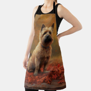 Cairn Terrier in Autumn Leaves Fall Inspire  Apron