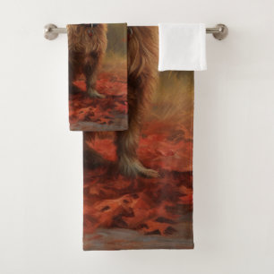 Cairn Terrier in Autumn Leaves Fall Inspire  Bath Towel Set