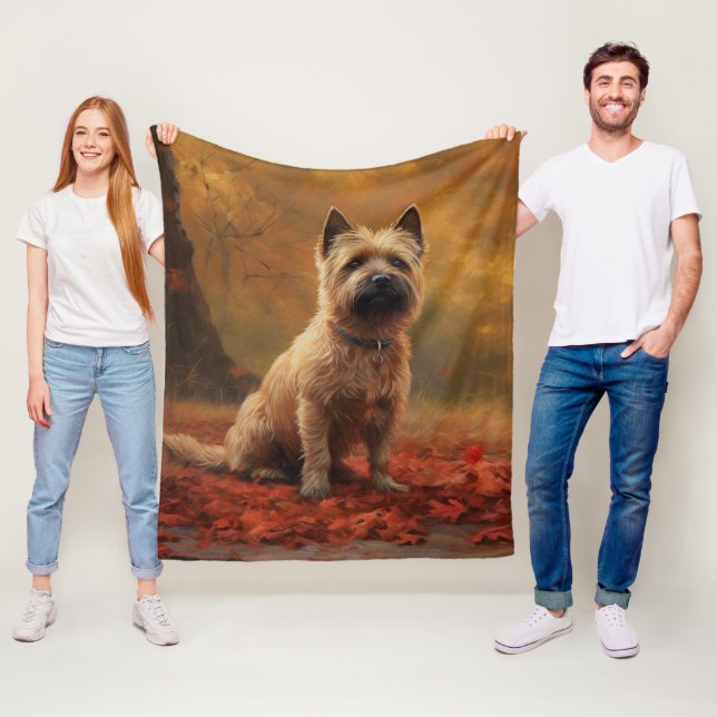 Cairn Terrier in Autumn Leaves Fall Inspire  Fleece Blanket (In Situ)