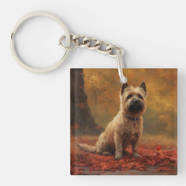 Cairn Terrier in Autumn Leaves Fall Inspire  Key Ring (Front)