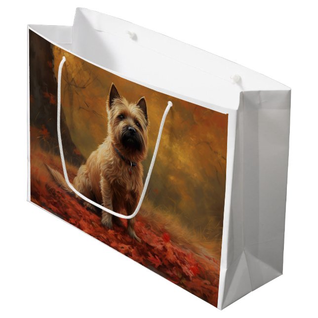 Cairn Terrier in Autumn Leaves Fall Inspire  Large Gift Bag (Front Angled)