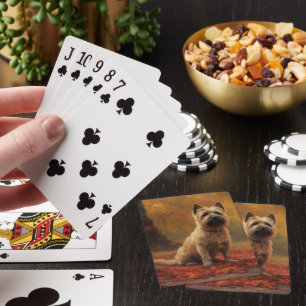 Cairn Terrier in Autumn Leaves Fall Inspire  Playing Cards