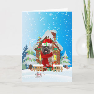 Cairn Terrier in snow with Christmas gifts Card
