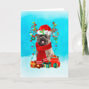 Cairn Terrier in snow with Christmas gifts Card