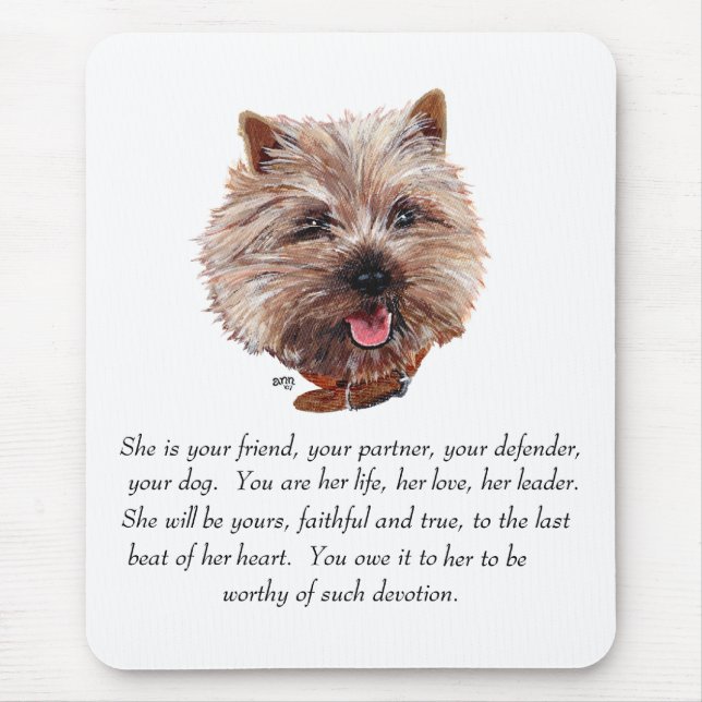 Cairn Terrier Keepsake - FEMALE Mouse Mat (Front)