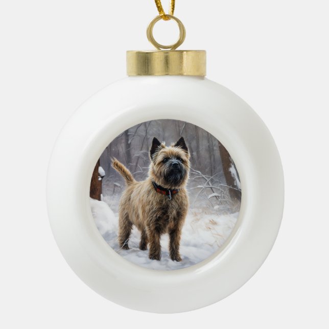 Cairn Terrier Let It Snow Christmas  Ceramic Ball Christmas Ornament (Front)