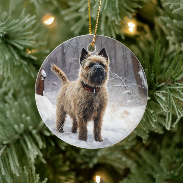 Cairn Terrier Let It Snow Christmas  Ceramic Tree Decoration (Tree)