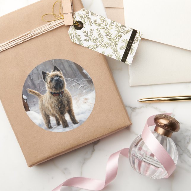 Cairn Terrier Let It Snow Christmas  Classic Round Sticker (Gifting)