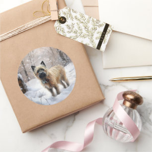 Cairn Terrier Let It Snow Christmas Classic Round Sticker