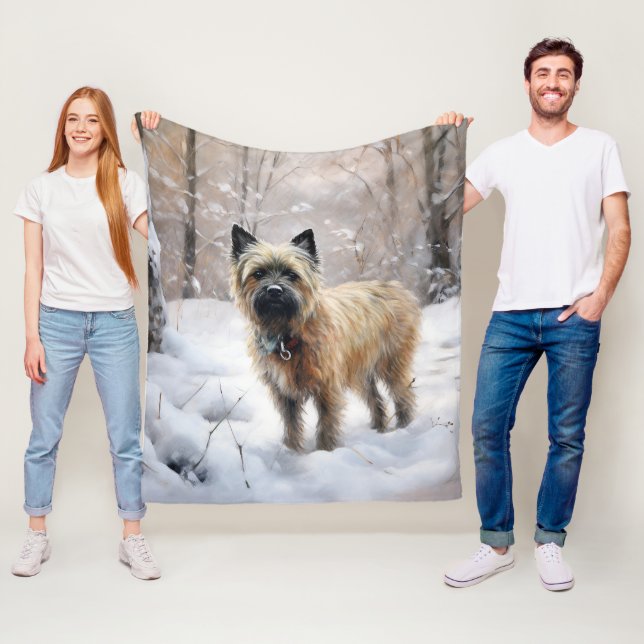 Cairn Terrier Let It Snow Christmas Fleece Blanket (In Situ)